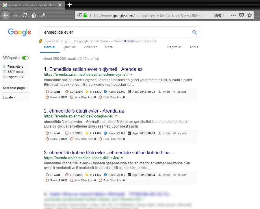 Arenda.az — «əhmədlidə evlər» sorğusunda Google-da 1-ci yer