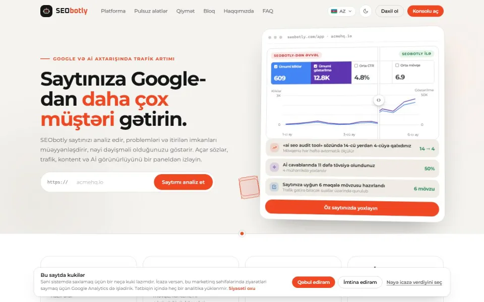 SEObotly — saytın dizaynı masaüstü, planşet və mobil görünüşdə